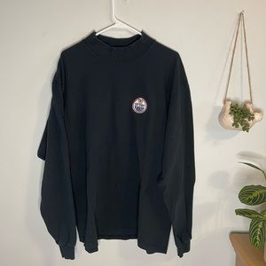 Edmonton Oilers vintage black mock neck long sleeve shirt with embroidered logo